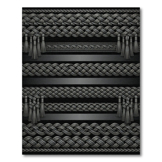Dark Silver Braided Rope Tassels Rug