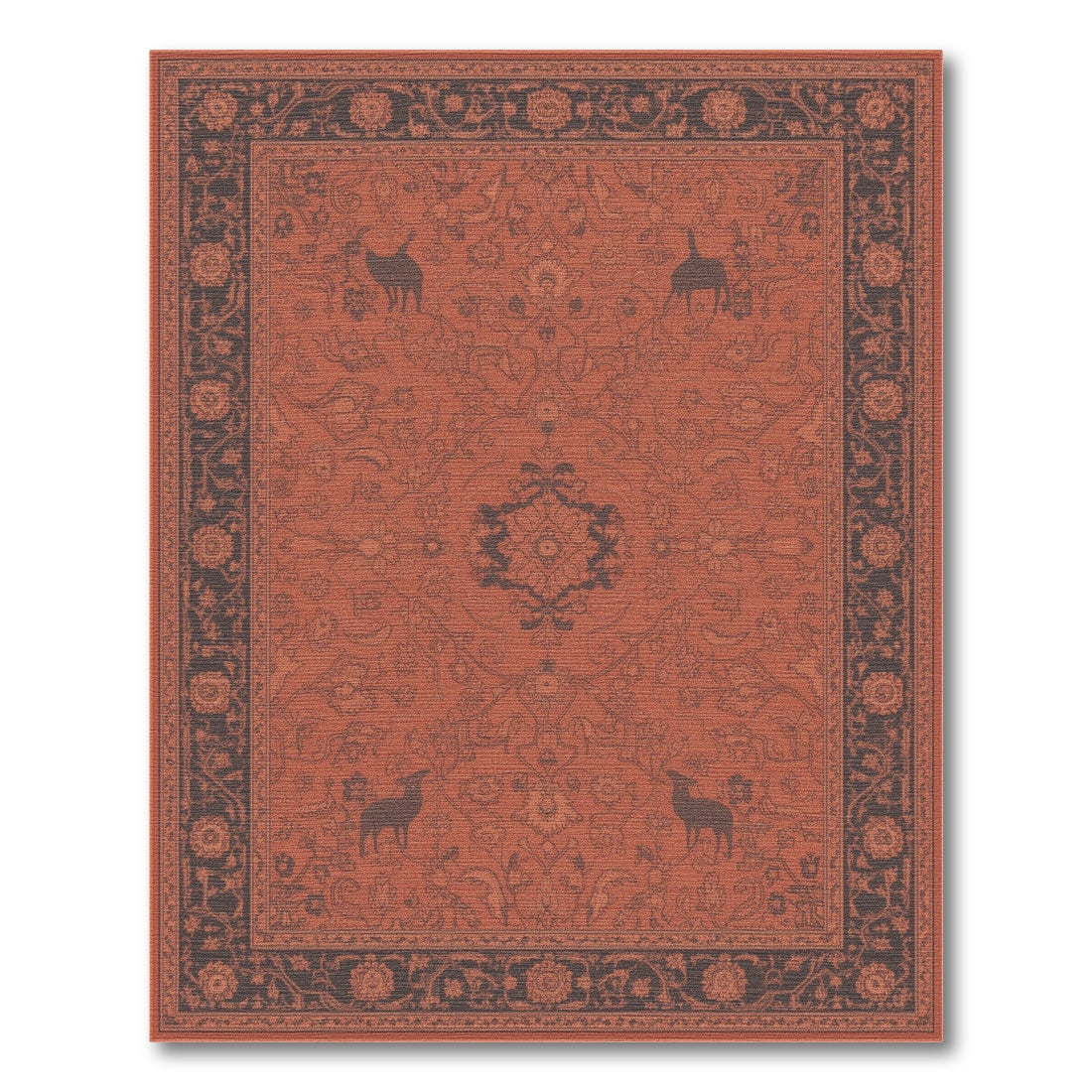 Red Persian Deer Area Rug