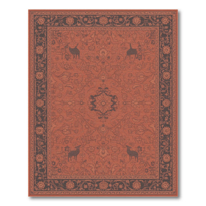 Red Persian Deer Area Rug
