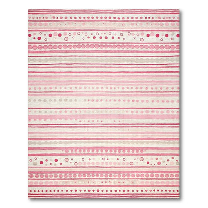 Pink Geometric Striped Dot Area Rug