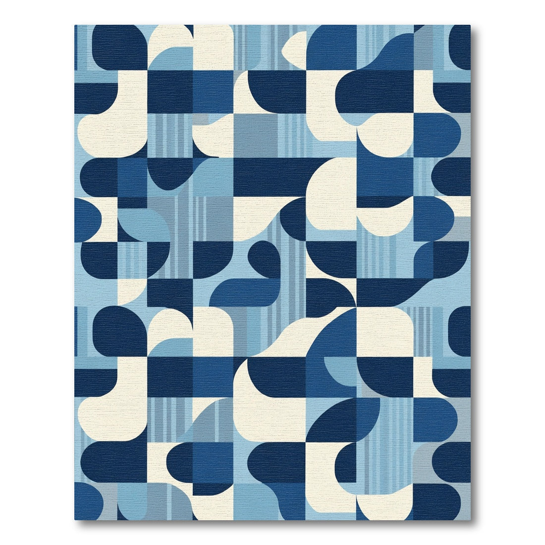 Interlocking Shapes Blue Geometric Rug