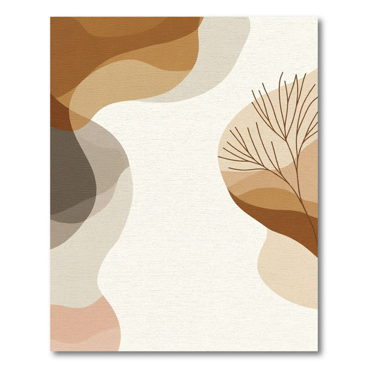 Earthy Abstract Branch Organic Forms Rug