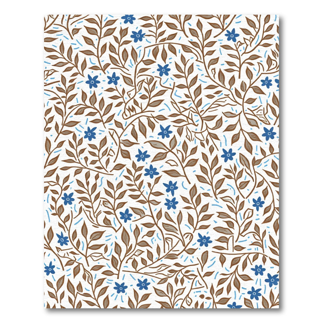 Brown Branch Blue Flower Collage Rug