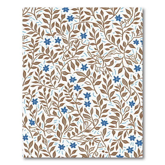 Brown Branch Blue Flower Collage Rug