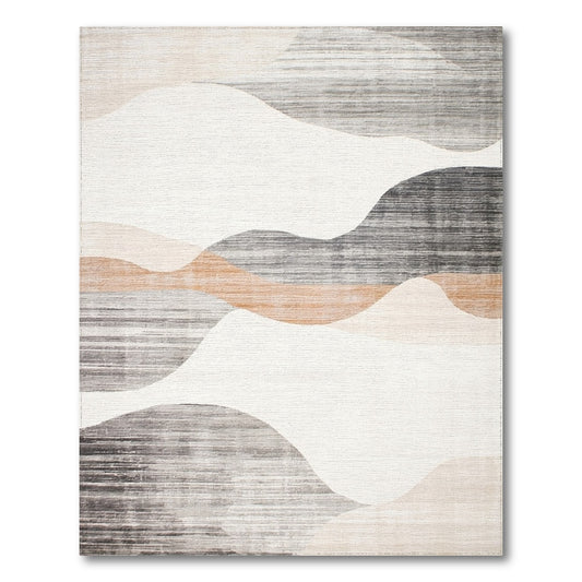 Beige and Neutral Wave Abstract Wave Beige Area Rug