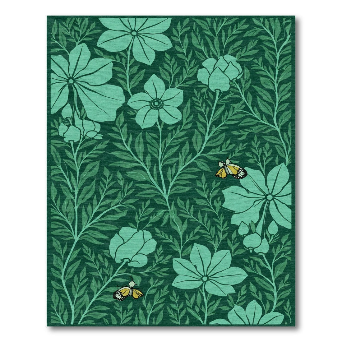 Emerald Green Floral Butterfly Meadow Rug