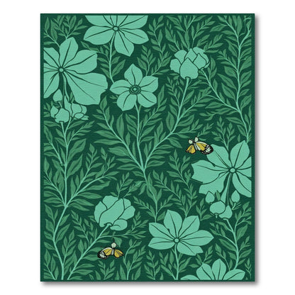 Emerald Green Floral Butterfly Meadow Rug