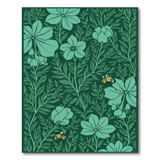 Emerald Green Floral Butterfly Meadow Rug