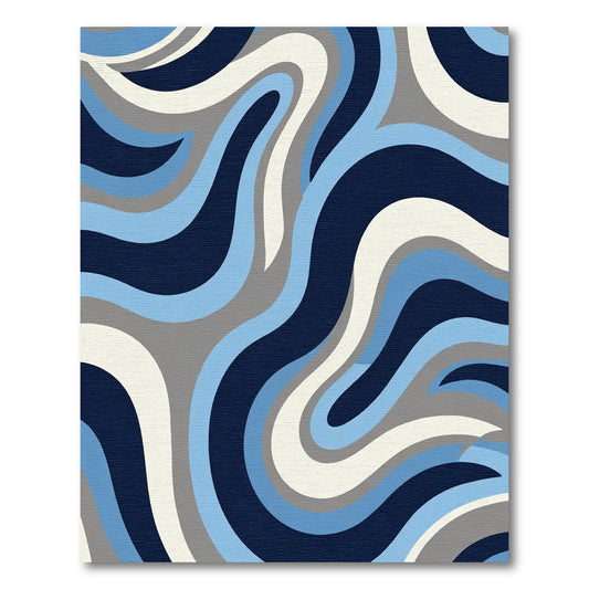 Navy Blue Abstract Swirl Rug