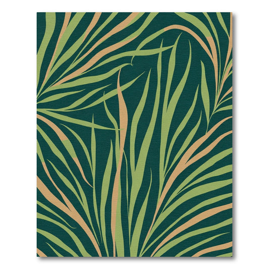 Emerald Palm Leaf Abstract Rug
