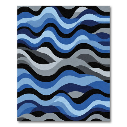 Cool Blue Wave Landscape Rug
