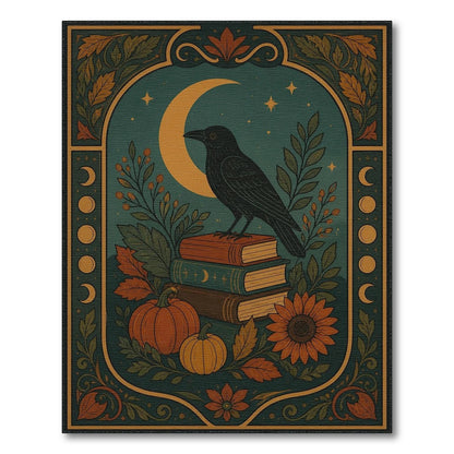 Raven Books Pumpkin Teal Area Rug