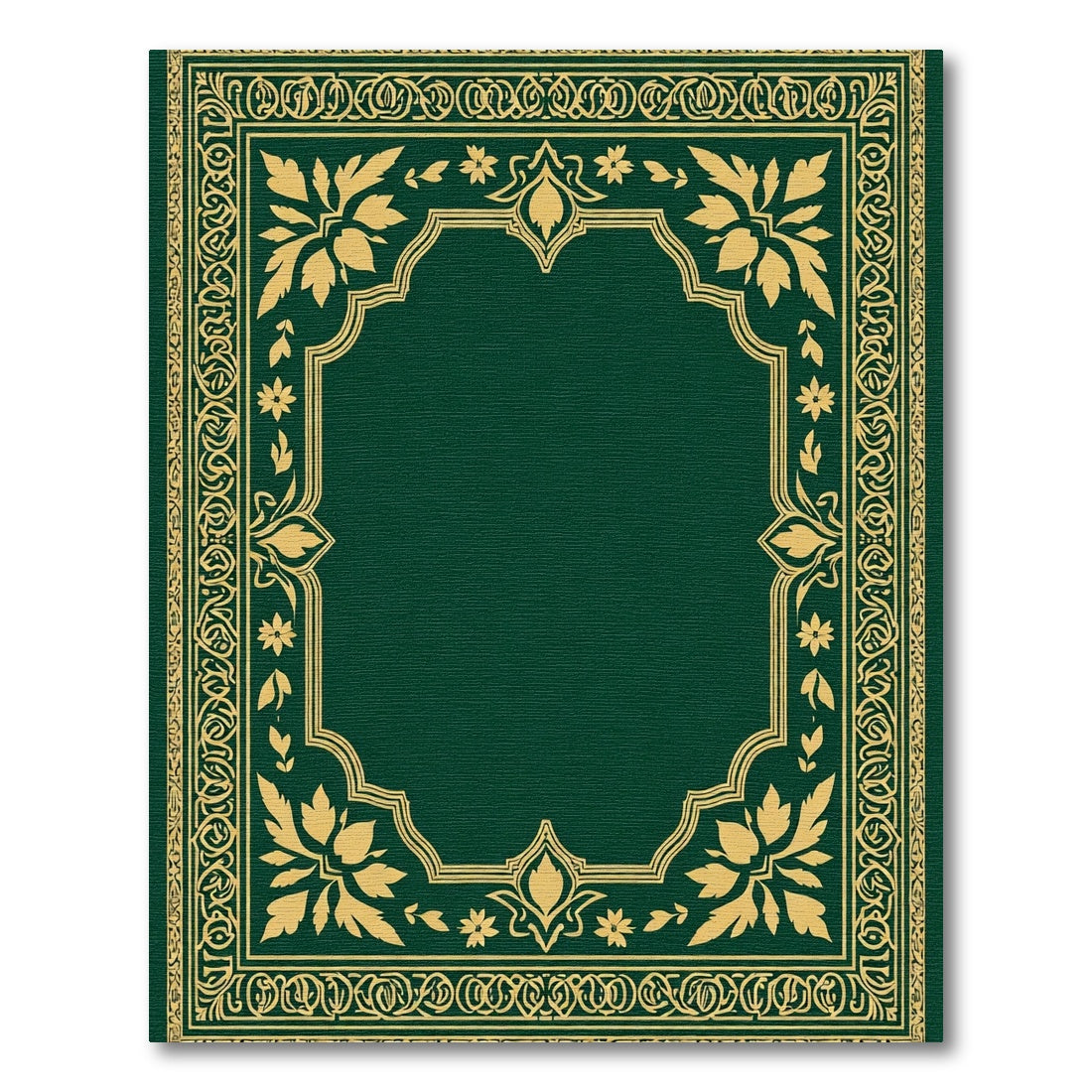 Emerald Gold Floral Arch Border Rug