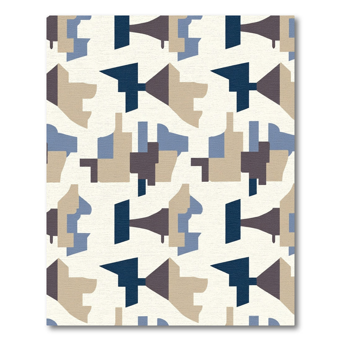 Abstract Geometric Shapes Blue Brown Rug