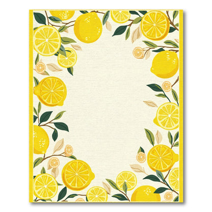 Yellow Lemon Citrus Branch Border Accent Rug