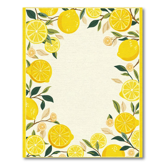 Yellow Lemon Citrus Branch Border Accent Rug