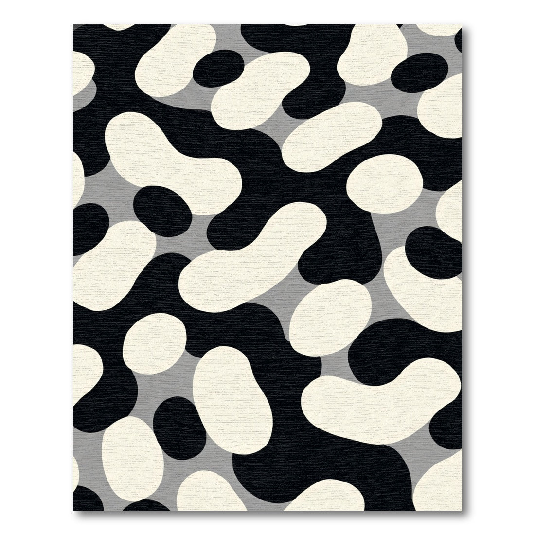 Abstract Black White Gray Amoeba Rug