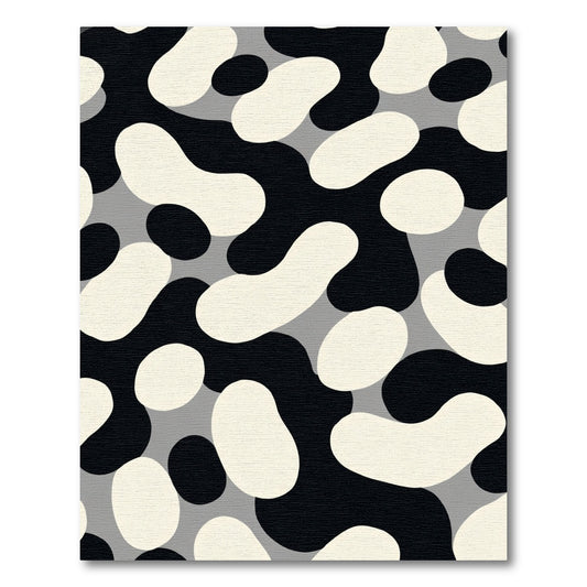 Abstract Black White Gray Amoeba Rug