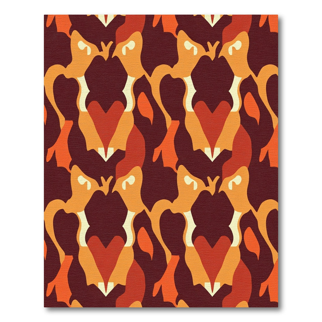 Crimson Orange Abstract Camouflage Shapes Rug