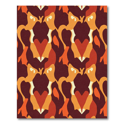 Crimson Orange Abstract Camouflage Shapes Rug