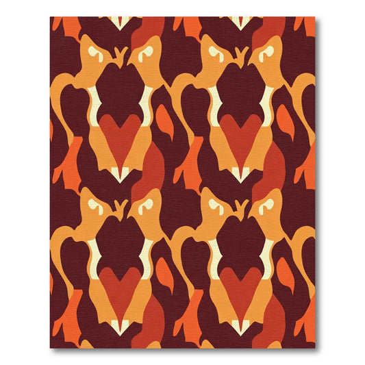 Crimson Orange Abstract Camouflage Shapes Rug