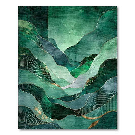Emerald Gold Wavy Mountains Rug