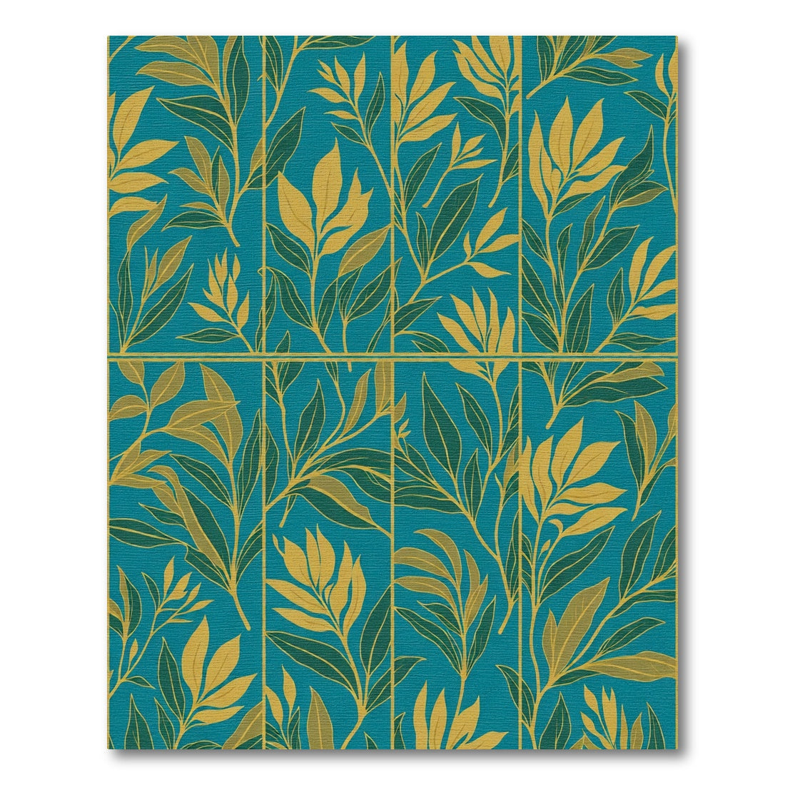 Teal Gold Leafy Branch Branches Rug