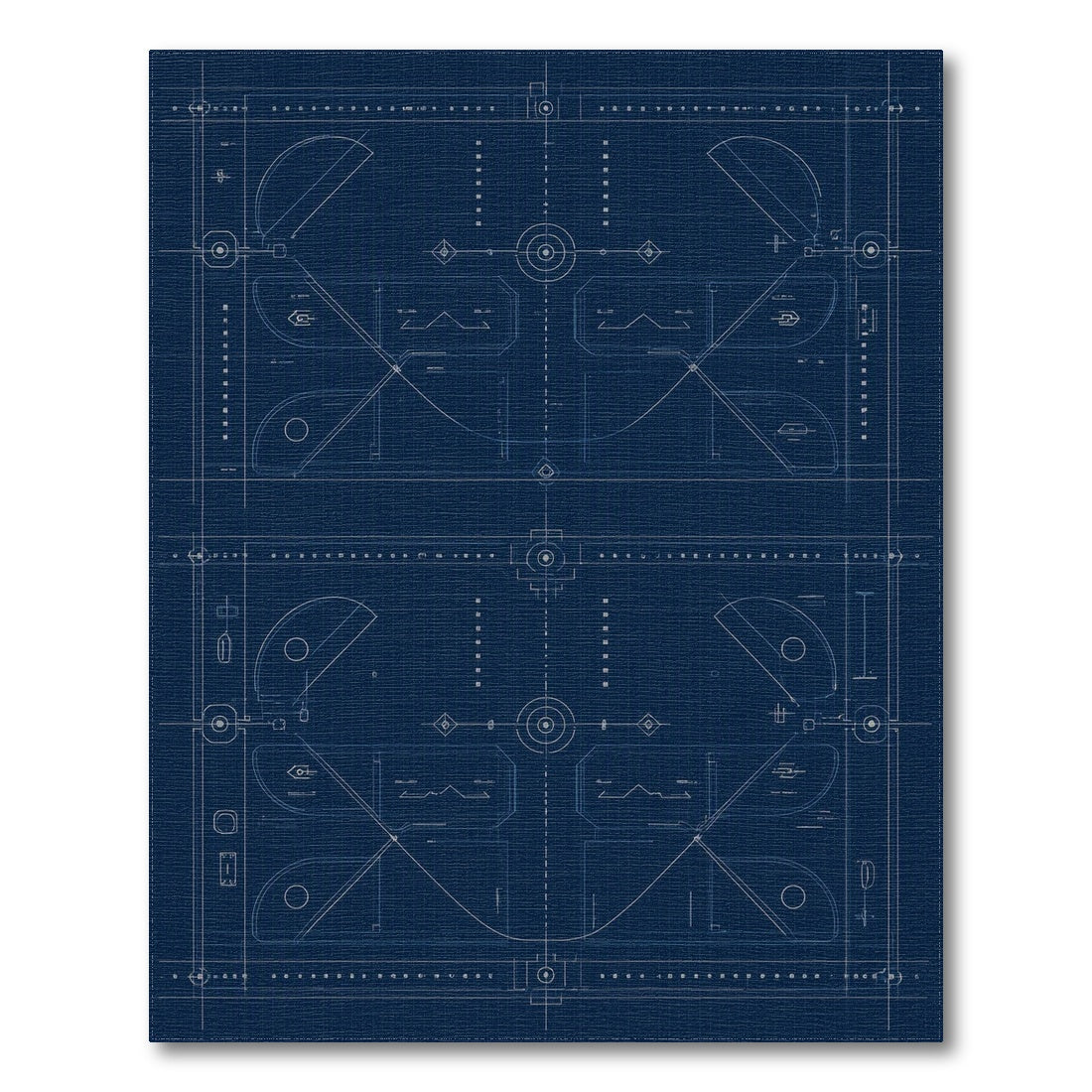 Blue Geometric Blueprint Area Rug