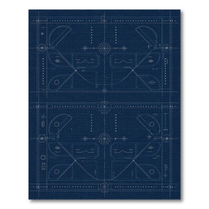 Blue Geometric Blueprint Area Rug