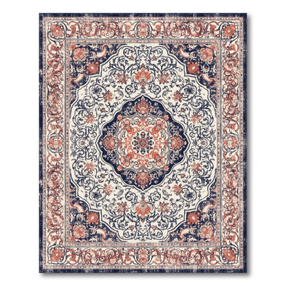 Navy Blue Persian Medallion Area Rug