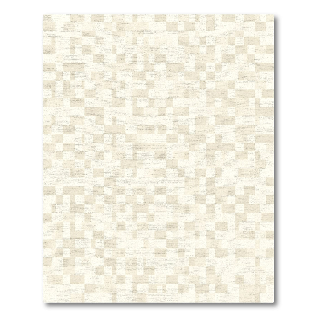 Cream Pixelated Geometric Texture Rug