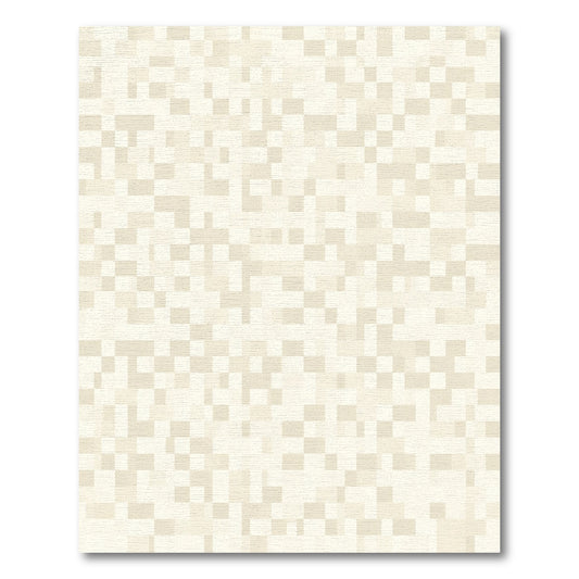 Cream Pixelated Geometric Texture Rug