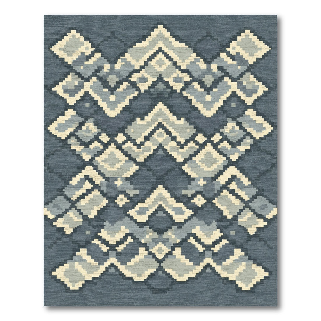 Gray Tan Pixelated Chevron Diamonds Rug