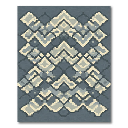 Gray Tan Pixelated Chevron Diamonds Rug