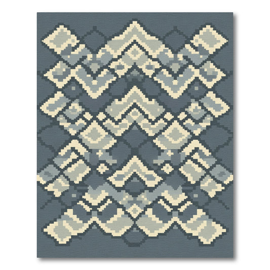 Gray Tan Pixelated Chevron Diamonds Rug