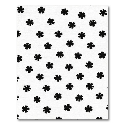Black White Floral Cluster Rug
