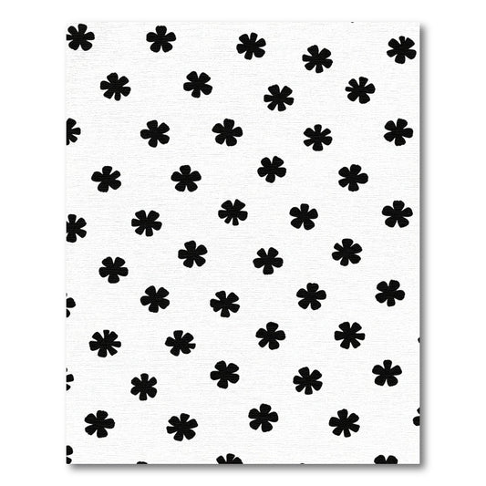 Black White Floral Cluster Rug