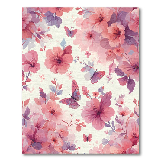 Pink Butterfly Garden Floral Blossom Rug