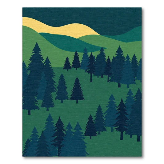 Deep Forest Green Pine Trees Landscape Rug