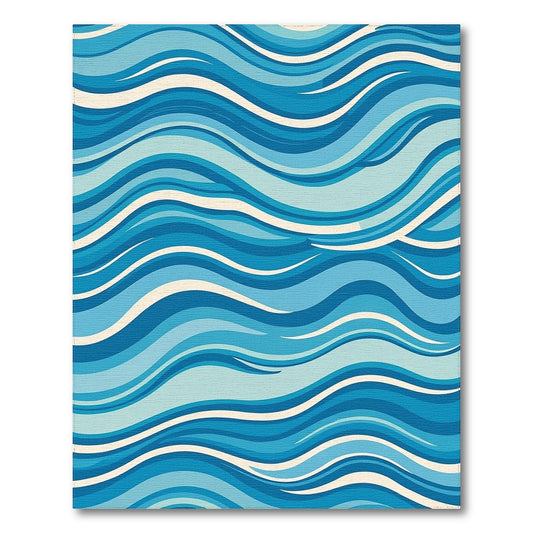 Blue White Wavy Rug