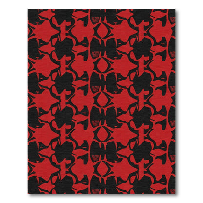 Bold Red Abstract Symmetry Rug