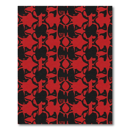Bold Red Abstract Symmetry Rug