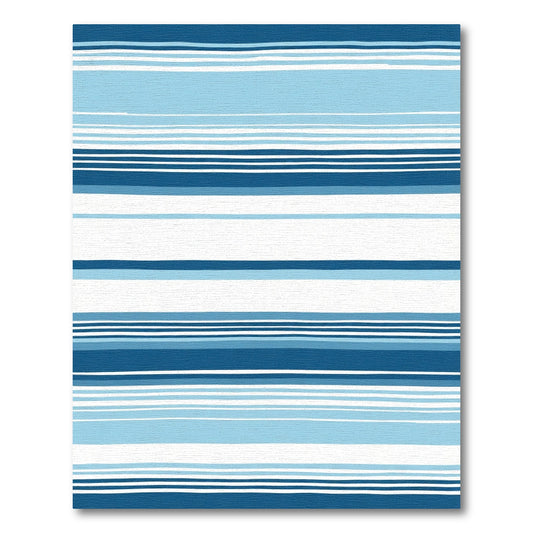 Coastal Blue Stripe Abstract Rug