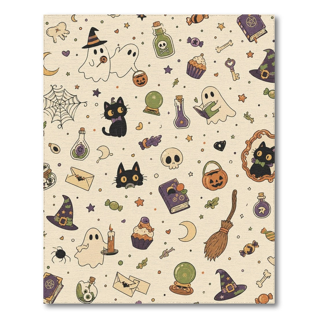 Halloween Ghost Cat Kids Cartoon Washable Area Rug
