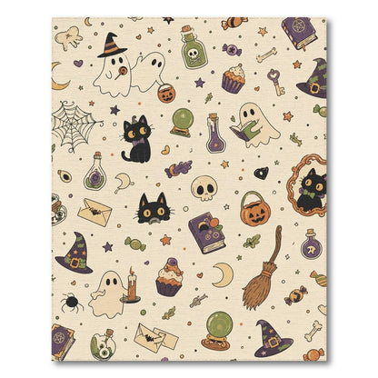 Halloween Ghost Cat Kids Cartoon Washable Area Rug