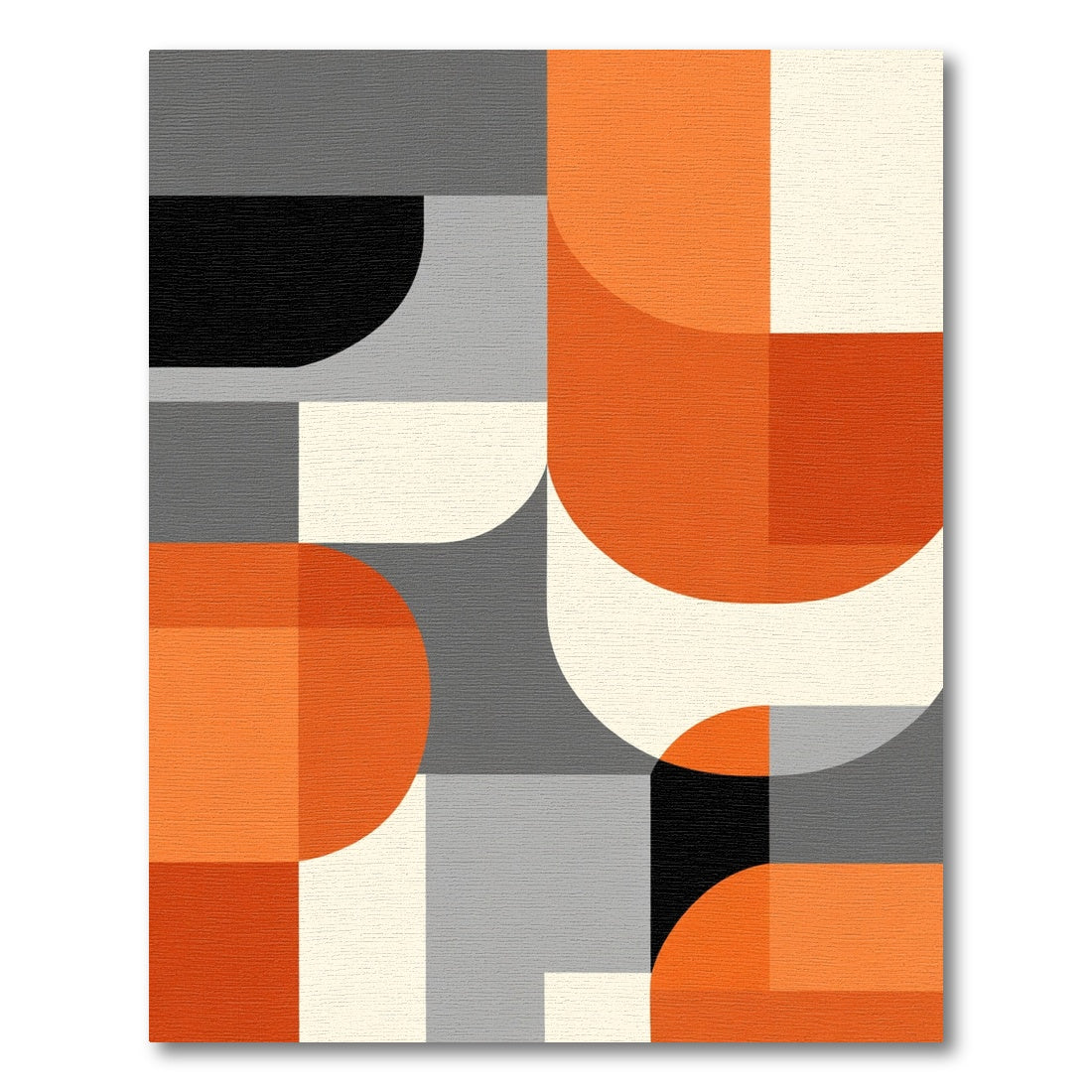 Modern Orange Gray Geometric Curves Rug