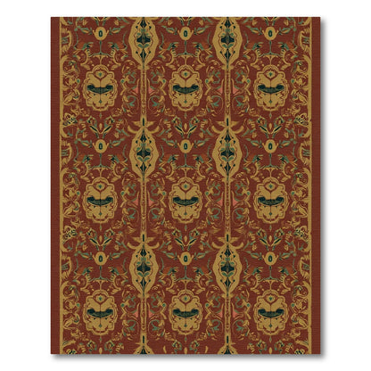 Crimson Gold Ornate Floral Scroll Rug