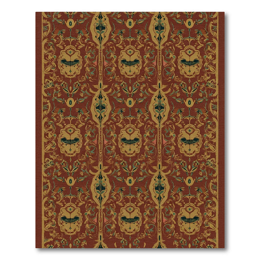 Crimson Gold Ornate Floral Scroll Rug