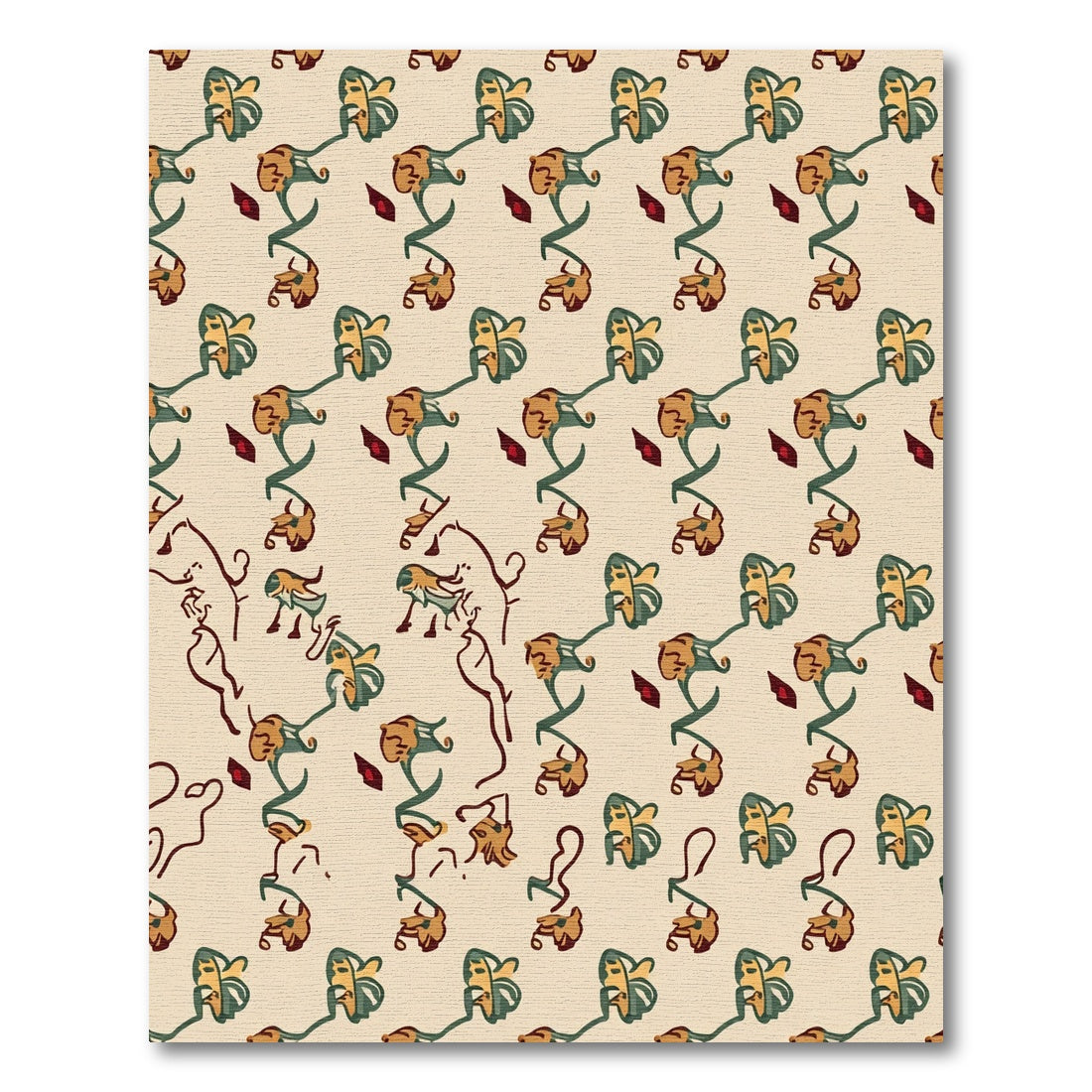 Vintage Cream Floral Vine Composition Rug