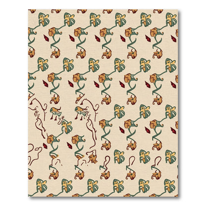 Vintage Cream Floral Vine Composition Rug